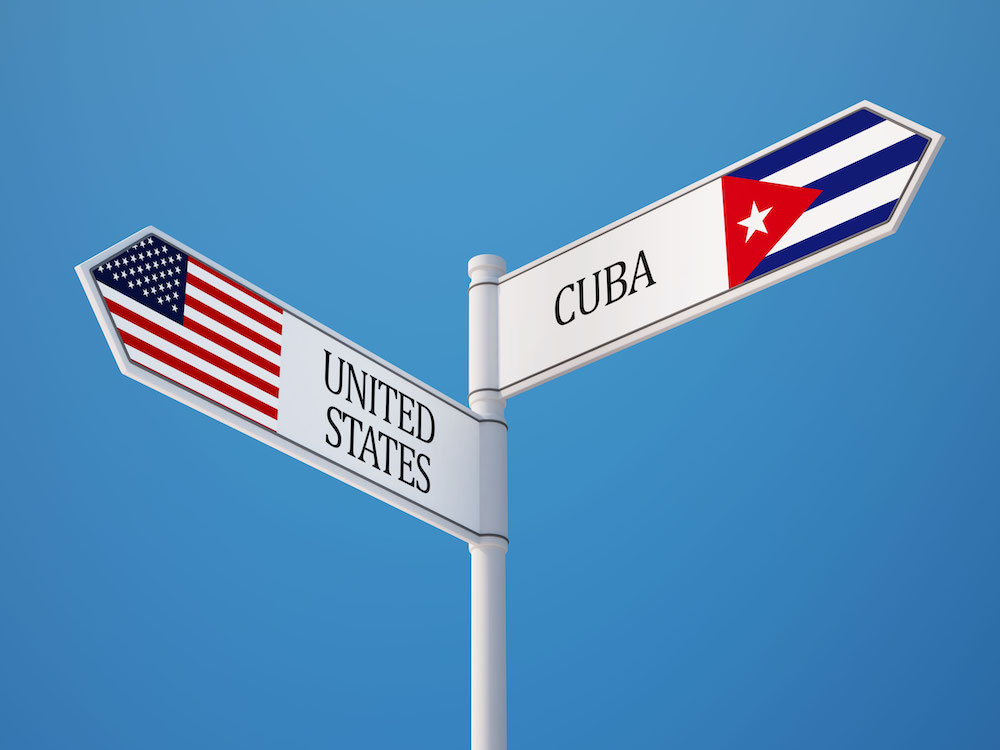 Complete travel guide for first time visitors. United States and Cuban Flags
