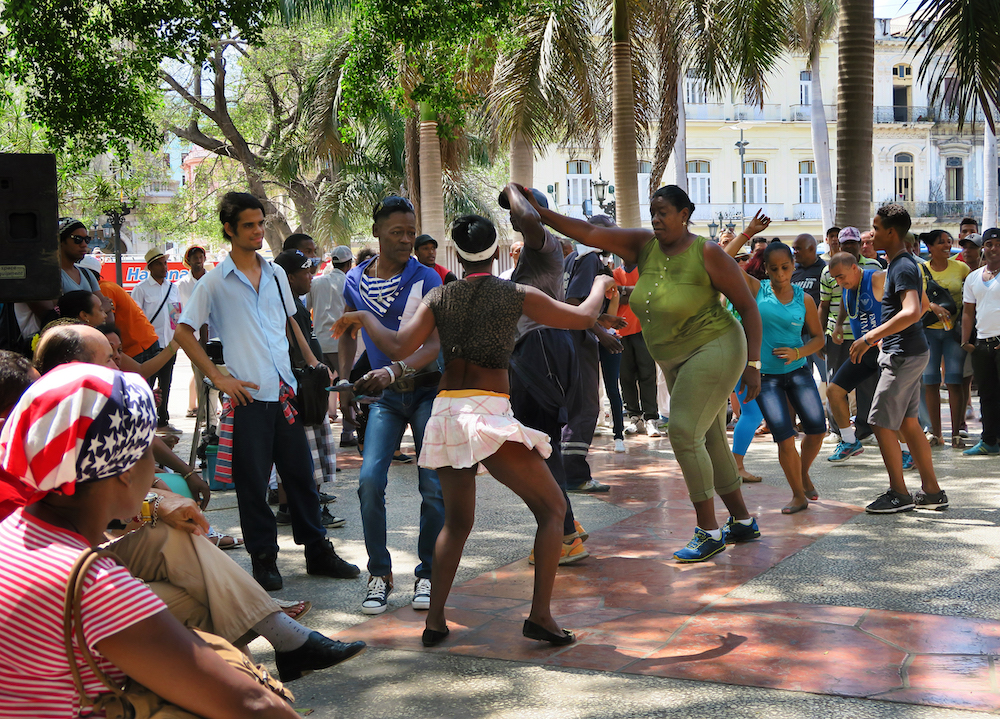 Afro-Cubans dancing salsa in El Centro Havana