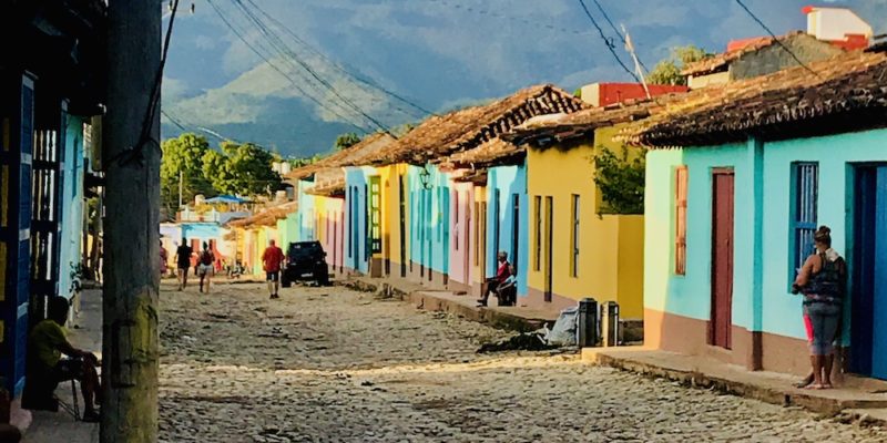 Cobbled stoned streets of Trinidad, Cuba surrounded by magnificent hills and valleys. 