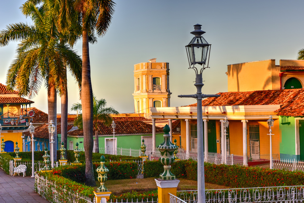 Plaza Mayor in the center of Trinidad, Cuba, a UNESCO world heritage site. 