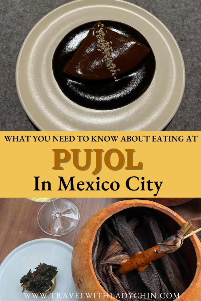 Pinterest pin for what you need to know about eating at Pujol in Mexico City. 