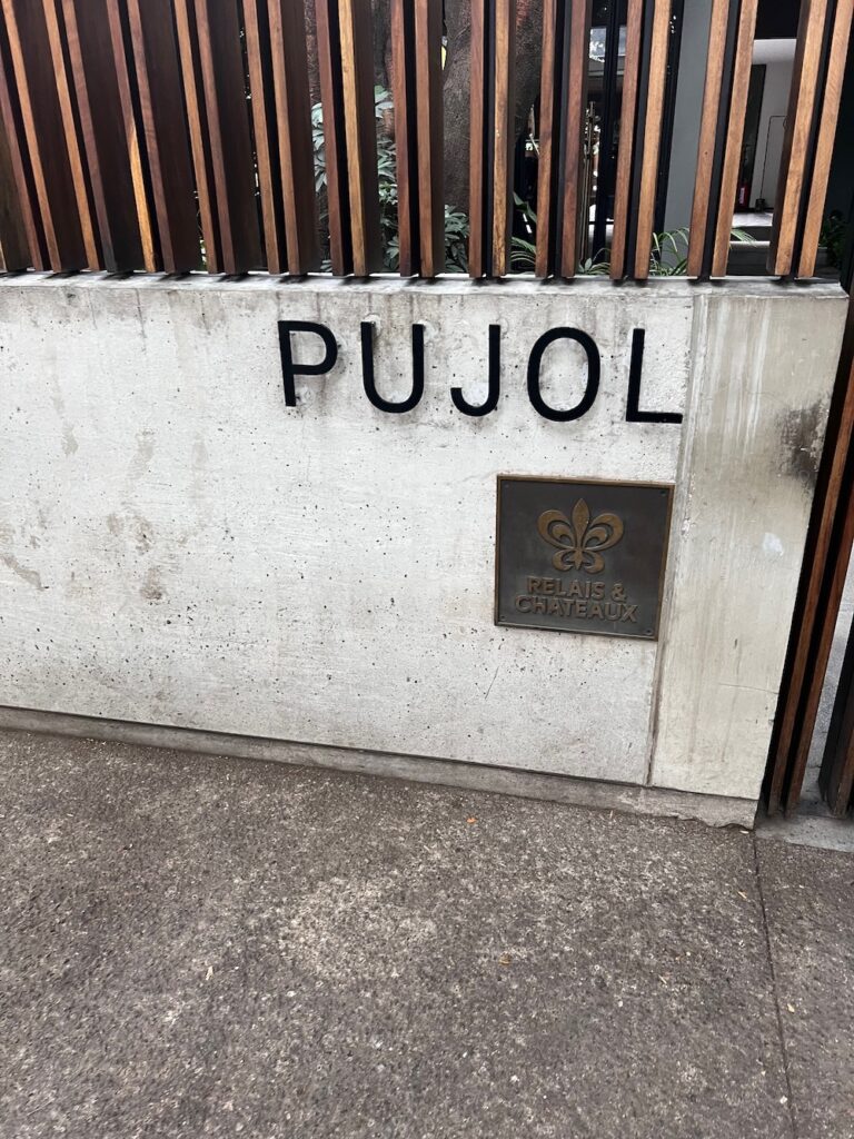 Image of the front of Pujol restaurant in Polanco, Mexico City. 