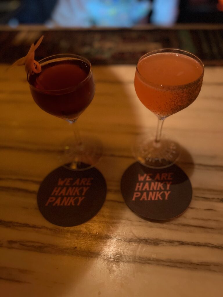 Best things to do Mexico City - Picture of cocktails at Hanky Panky in Mexico City. 