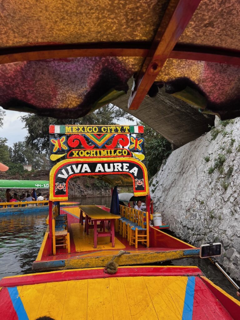 A picture of the trajineras (boat) at Xochimilco. 