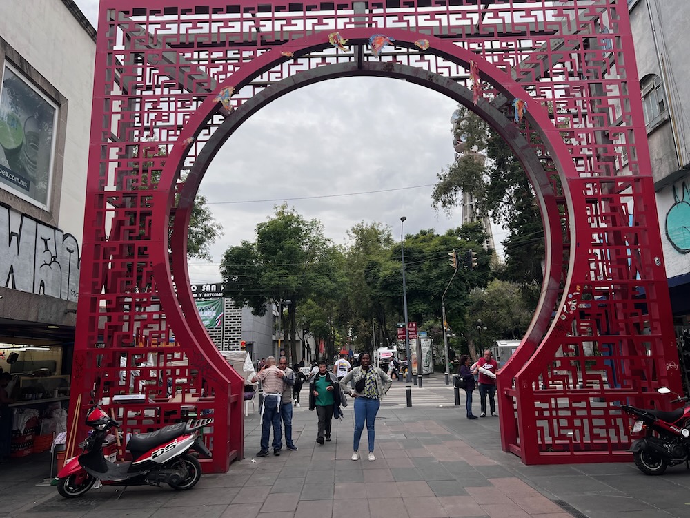 Image of Lady Chin posing in Barrio Chino in Mexico City. 