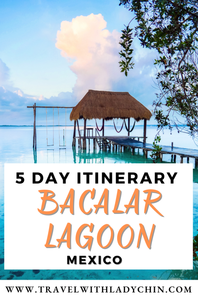 Pinterest Pin of Bacalar Lagoon, Mexico.