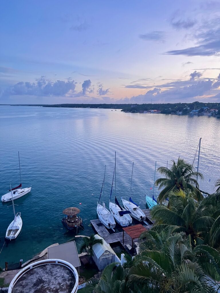 Sunset in Bacalar Lagoon, Mexico. 