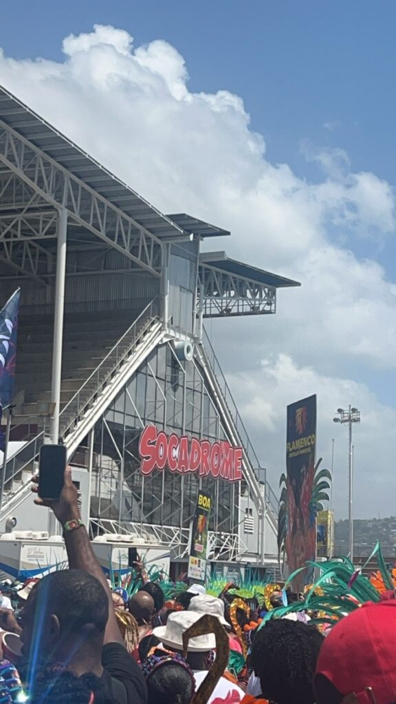 Socadrome sign in Port of Spain during Trinidad Carnival. 