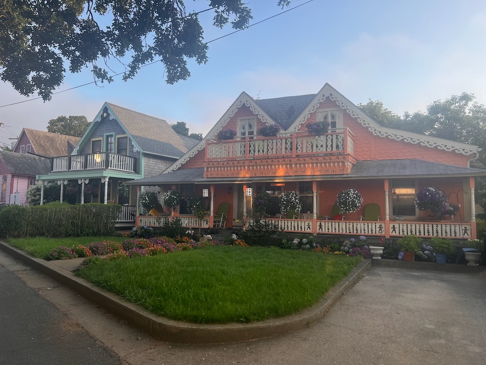 Pink gingerbread house in Oak Bluffs Martha's Vineyard 