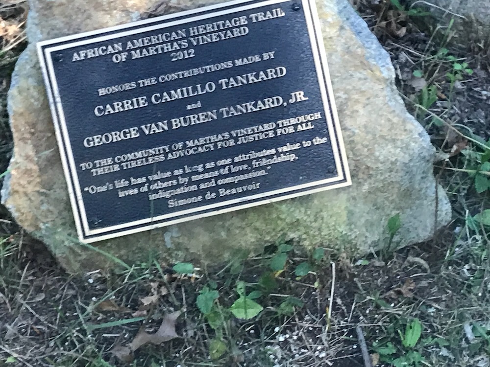 African American heritage trail plaque in Oak Bluffs, Martha's Vineyard. 