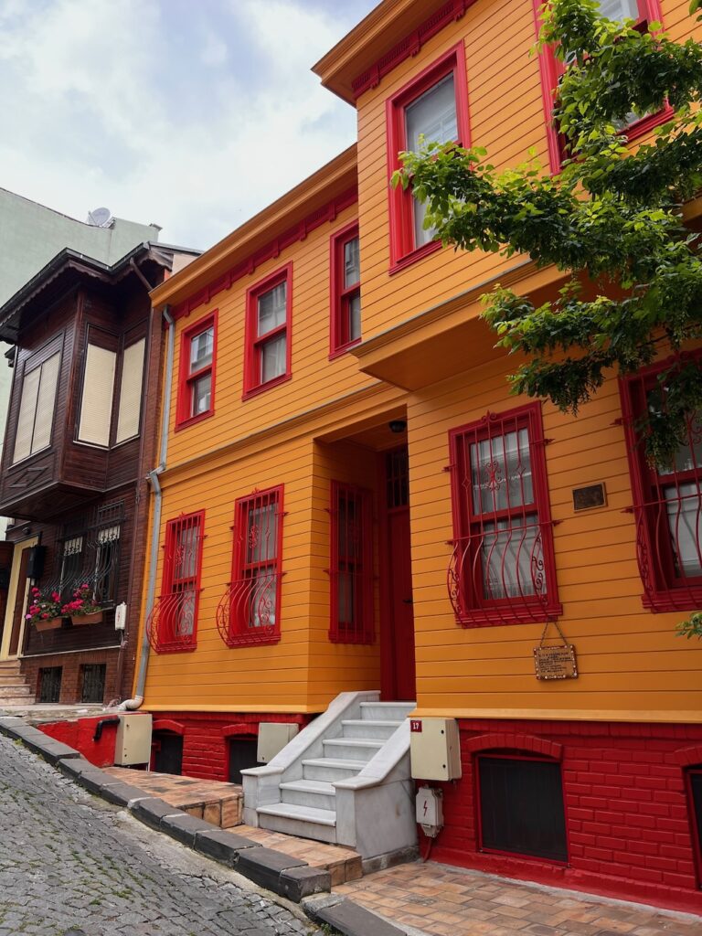 Yellow and red house in Istanbul on the Asia side.